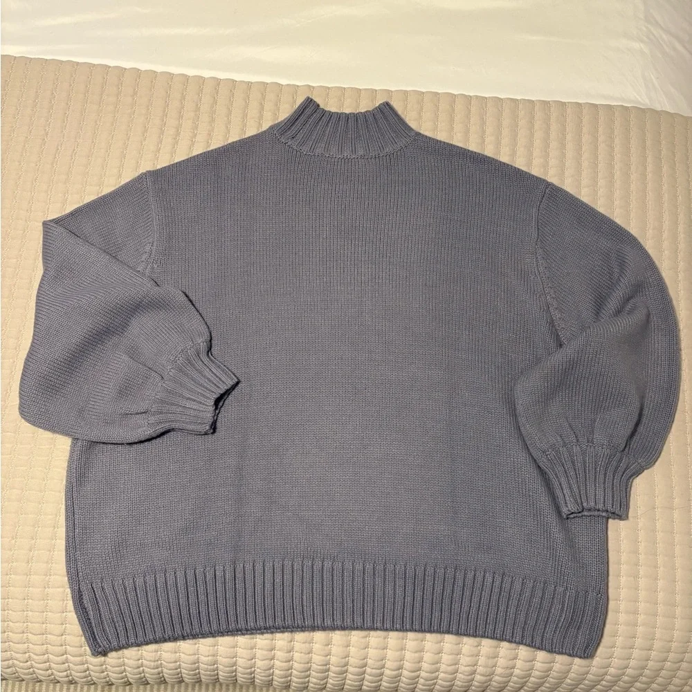 WeWoreWhat Oversized Lavender/Blue Mockneck Sweater - Picture 6 of 6